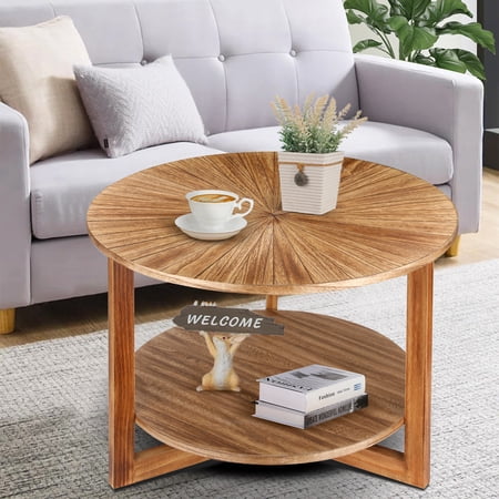 Chicgrowth Round Wood Coffee Table, Brown