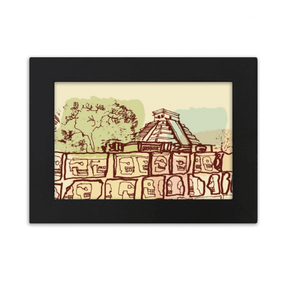 Chichen Itza Mexico Ancient Civilization Drawing Desktop Photo Frame Ornaments Picture Art Painting
