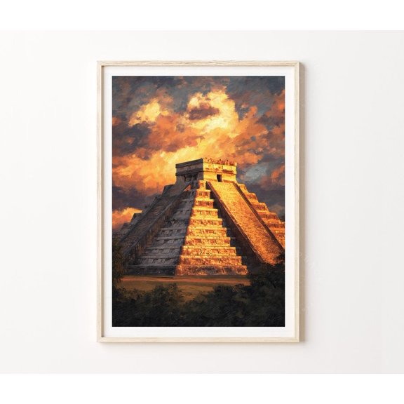 Chichen Itza Mexico Ancient Mayan Pyramid Wall Art Home Decor