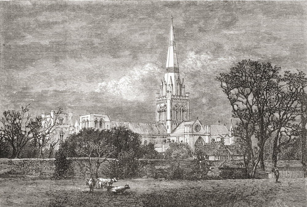 Chichester Cathedral Chichester Sussex England In The Late 19Th Century From Our Own Country Published 1898 Canvas Art - Ken Welsh Design Pics (34 x 24)