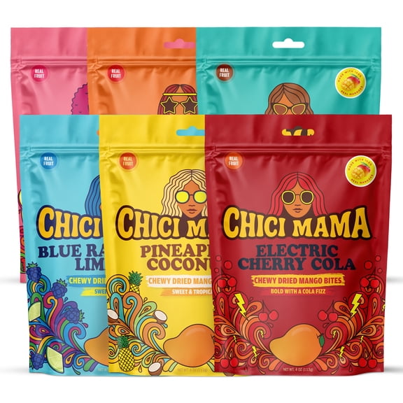 Chici Mama Dried Mango Bites Variety Pack, 4 oz, 6 Pack
