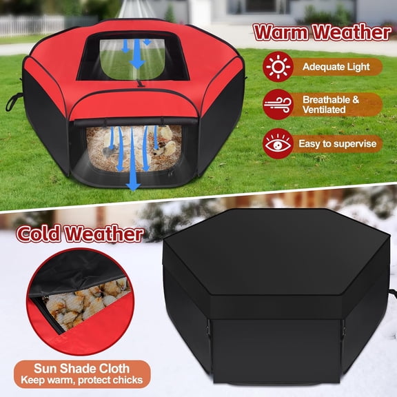 Chick Brooder Box, 2Pcs Removable Pop-up Small Animals Playpen, Pet Cage Tent with Cover & Zippers, Water Repellent Portable Yard Fence Indoor Outdoor for Chick, Rabbits, Kittens, Puppies