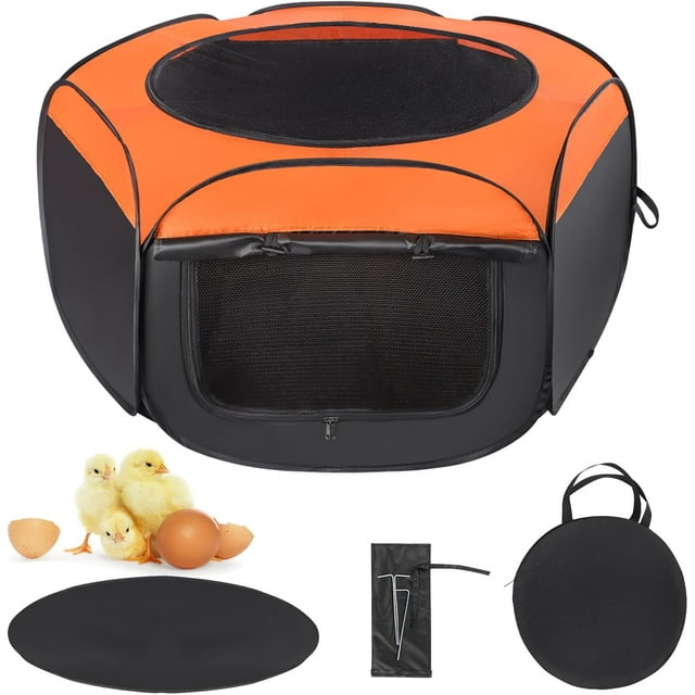 Chick Brooder Box, Upgrade Double Door Brooder Box for Chick Starter Kit, Pop-Up Baby Chicken Pen Supplies Brooding Up to 15 Baby Chick, Duck and Quail