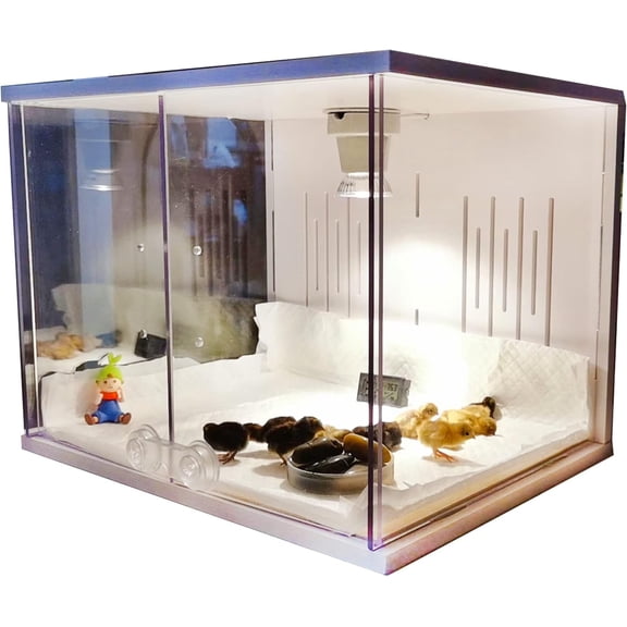 Chick Brooder Brooder Box for Chicks Incubator for Chicks Duckling/Parrot/Chicks Incubator with Heating,Warms up to 25 Chicks with Heating Lamp Set (24" x 16" x 16")