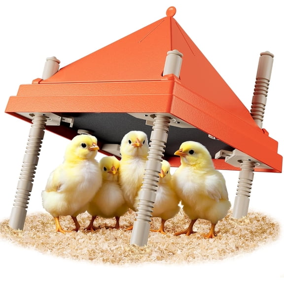 Chick Brooder Heating Plate 10" x 10" with Anti-Roosting Cone, Stepless Adjustable Height for Up to 15 Chicks, Energy Efficient Mother Hen Brooder for Poultry