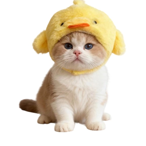 Chick Cartoon Plush Pet Headgear Hat for Dogs and Cats, Warm Fleece Winter Headpiece for Photo Props, Soft Adjustable Animal Ears Cover, Costume Accessories