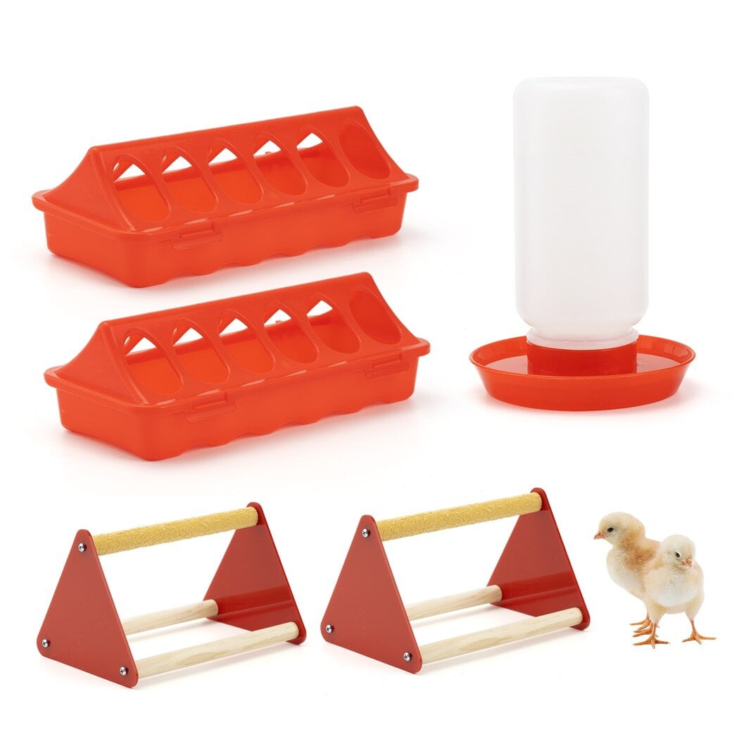 Chick Feeder Waterer Kit, Baby Chicken Supplies With Chick Perch
