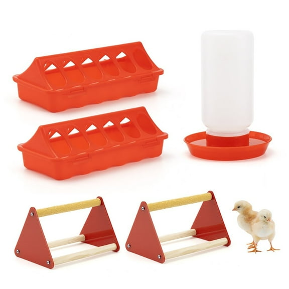 Chick Feeder Waterer Kit, Baby Chicken Supplies With Chick Perch, Plastic Flip Top Practical Poultry Feeder, Chick-feeding Set For Geese Ducks Quails
