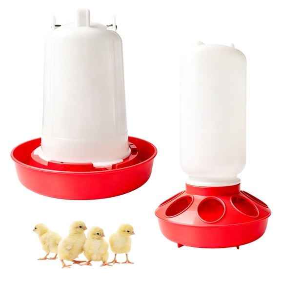 WLGJL Plastic Chick Feeder and Waterer Kit,0.3Gal Feeder and 0.4Gal Waterer with 3 Adjustable Heights for Baby Chicken Duck Brooder,2PCS