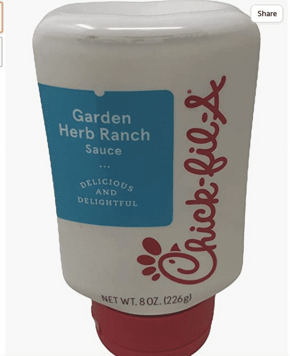 ChickFilA Garden herb ranch Sauce 8 Oz. Squeeze Bottle