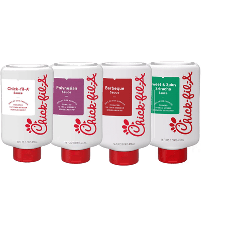 Chick-Fil-A Original, Polynesian, B-B-Q & Sriracha Sauce, Variety 4-Pack 16 oz. Bottles