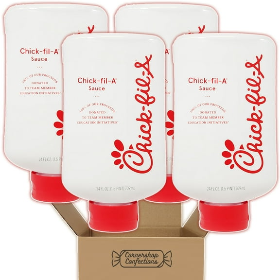 Chick-Fil-A Sauces Large Original Sauce - Mix-and-Match Bundles - 4 Individually Sealed 24oz Bottles for Burgers, Fries, Marinades, Sandwiches, Tacos, Grilling in Cornershop Confections Pack