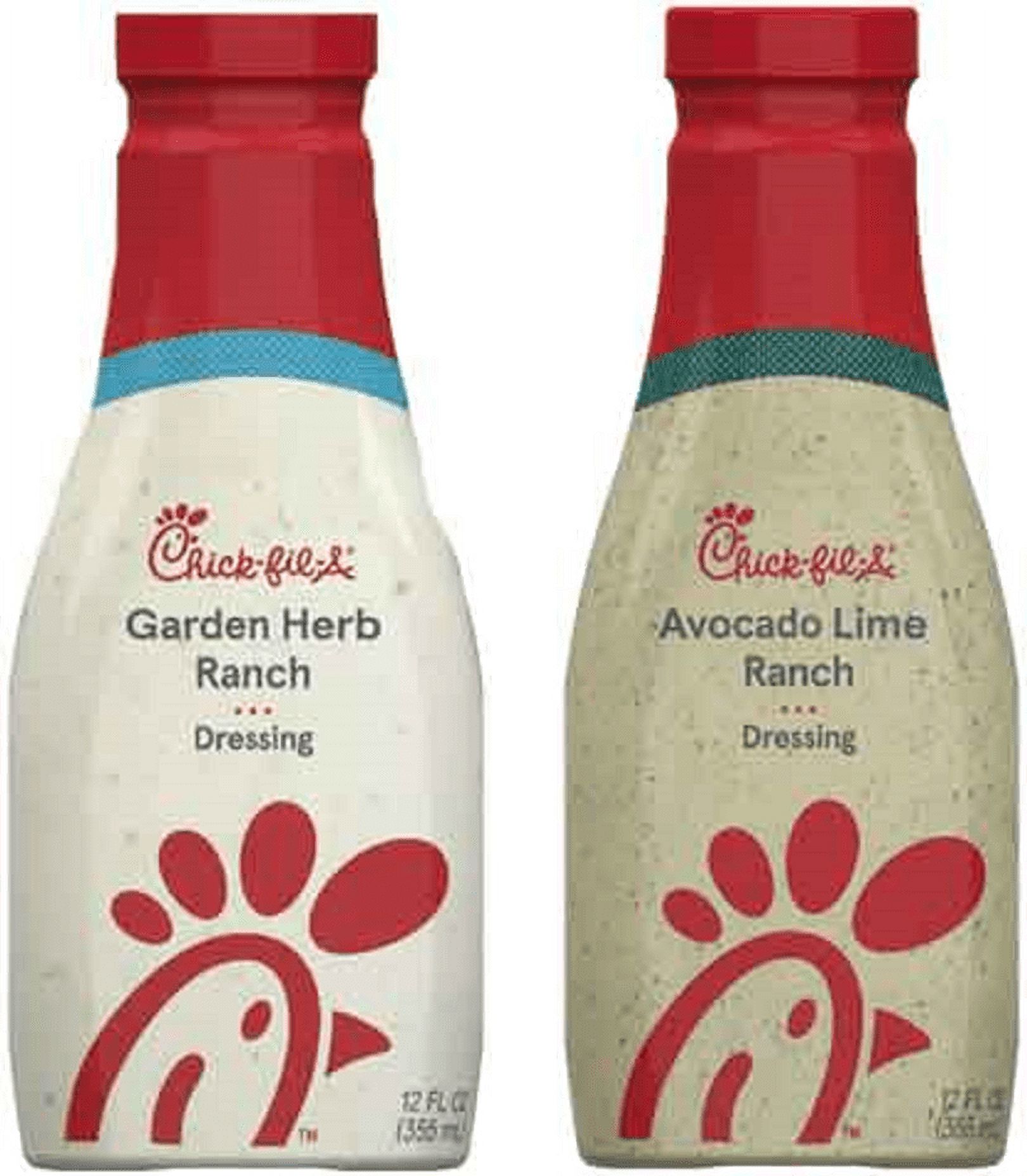 Chick-Fil-A Zesty Garden Herb Ranch & Avocado Lime Ranch Dressing, Variety  2-Pack 12 oz. Bottles - Walmart.com