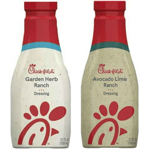 Chick-Fil-A Zesty Garden Herb Ranch & Avocado Lime Ranch Dressing,  Variety 2-Pack 12 oz. Bottles