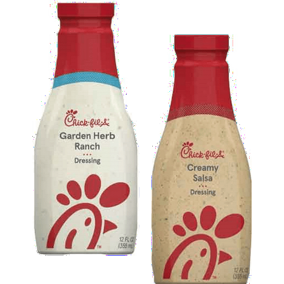 Chick-Fil-A Zesty Garden Herb Ranch & Creamy Salsa Dressing, Variety 2-Pack 12 oz. Bottles