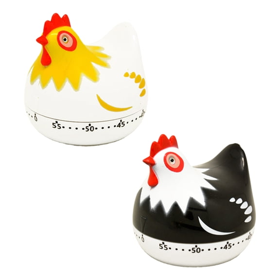 Chick Kitchen Timer Mechanical, Cute Timer for Kids, 60 Minutes Manual Cooking Timer Wind Up Countdown Timer for Cooking Reading Sports Study Time Management and Desktop Decor - Black + White