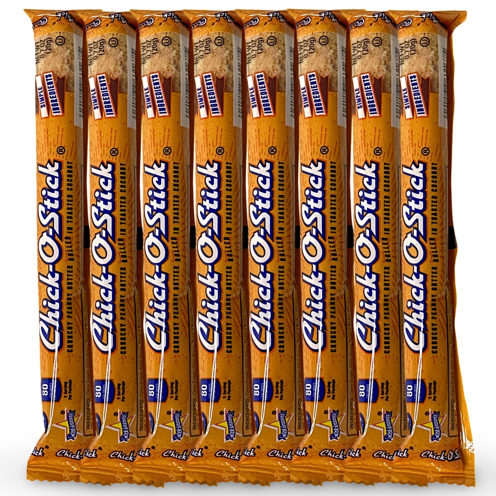 Chick O Stick Candy Bars | 8 Pack | Crunchy Peanut Butter Rolled In Toast Coconut | Peanut Butter Candy | .7 oz Bars
