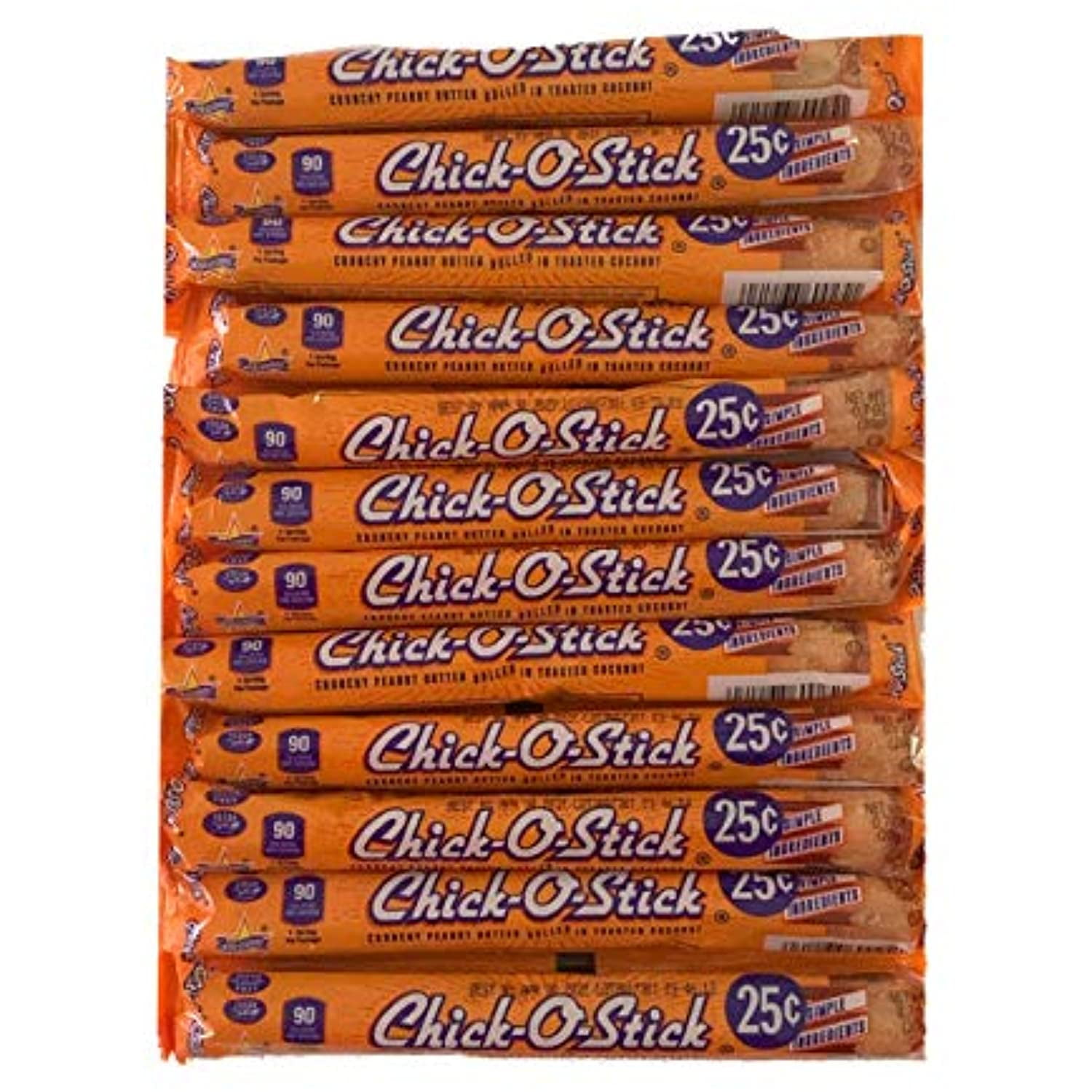 Chick-O-Stick Candy Bars | Crunchy Peanut Butter Rolled In Toasted Coconut | .7Oz Bars | Pack Of 12