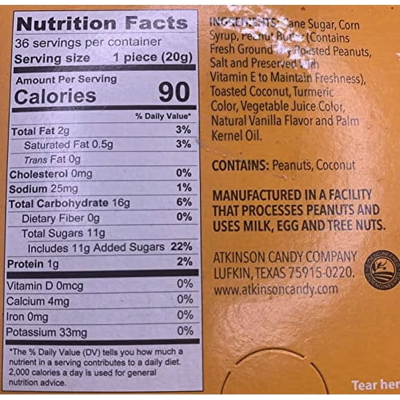 Chick-O-Stick Candy Bars | Crunchy Peanut Butter Rolled in Toasted Coconut | .7oz Bars | Pack of 10