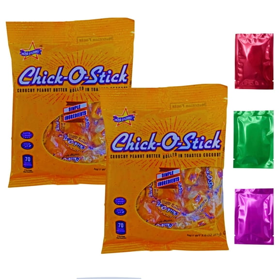 Chick-O-Stick Crunchy Peanut Butter Rolled in Toasted Coconut, 3oz (Pack of 2) Vegan Gluten Free Candy Snacks Christmas Party Favor Bag Fillers Stocking Stuffer with Bonus Snoep in Beperkte Oplage