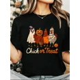 thumbnail image 1 of Chick Or Treat Halloween Witch Spooky Chicken T-Shirt Halloween Graphic Tee All Season Casual Wear Soft And Comfortable, 1 of 5