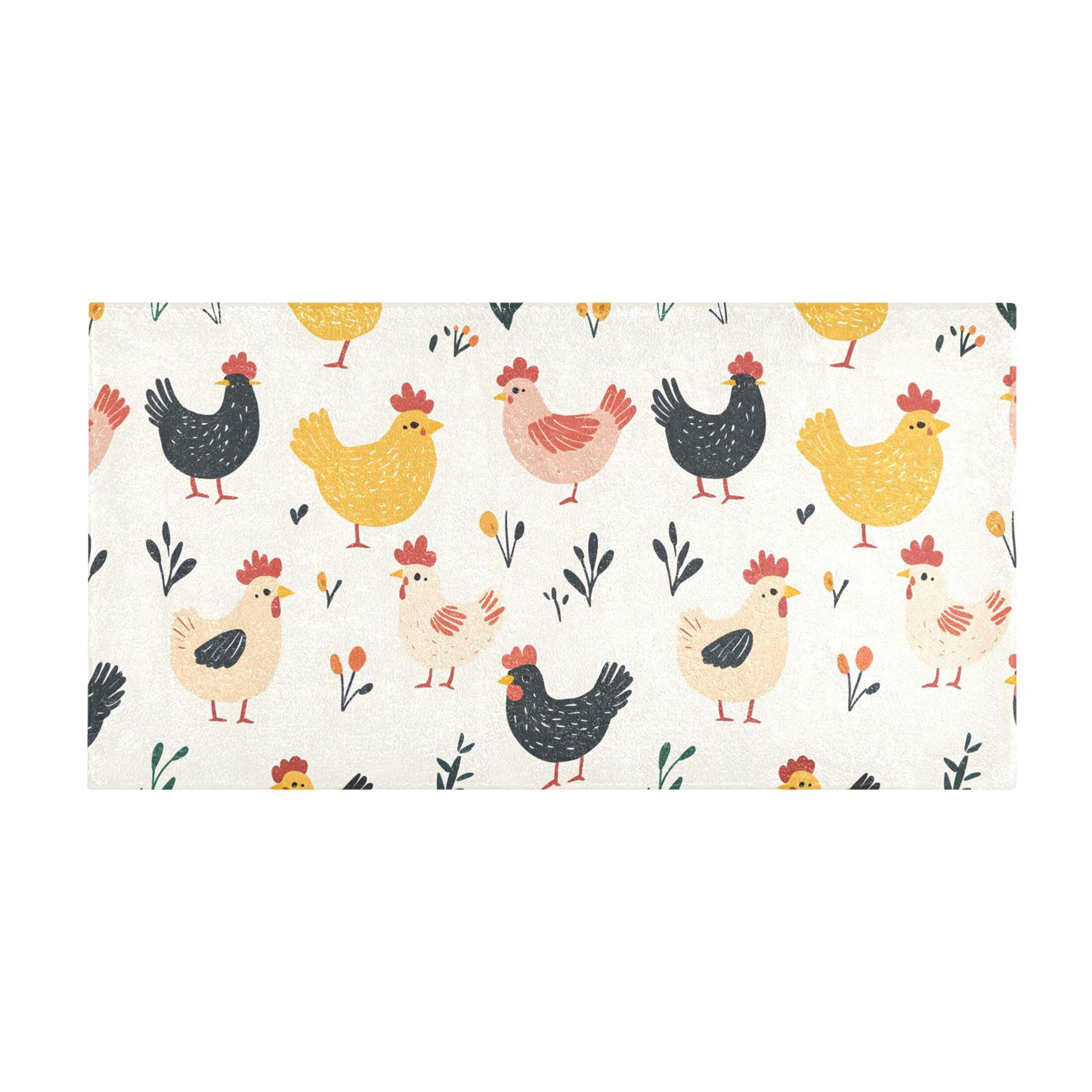 Chick Pattern Bath Mat 39x20 Inch Soft Absorbent Non-Slip Plush ...
