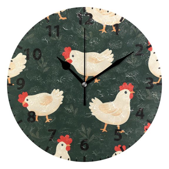 Chick Pattern Wall Clock 10in Round Artistic Oil Painting Home Decor Desk Table Clock