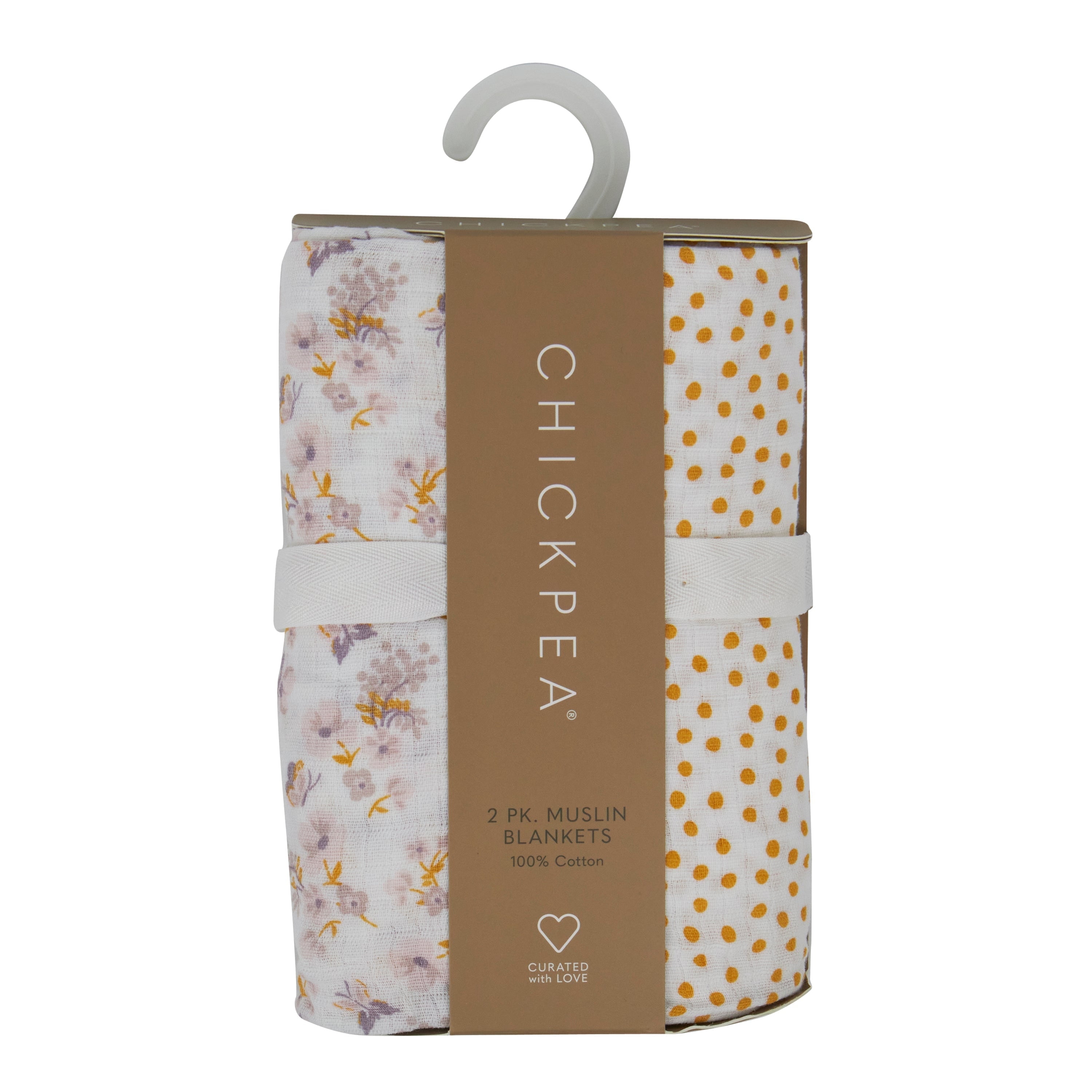 Chick Pea Baby Blanket 100 Cotton Muslin Swaddle for Girls 36x40 2pack Purple Floral Orange Polkadot