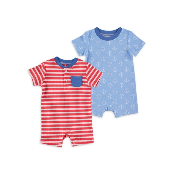 Chick Pea Baby Boy 2 Pk Rompers, Sizes Newborn-9 Months