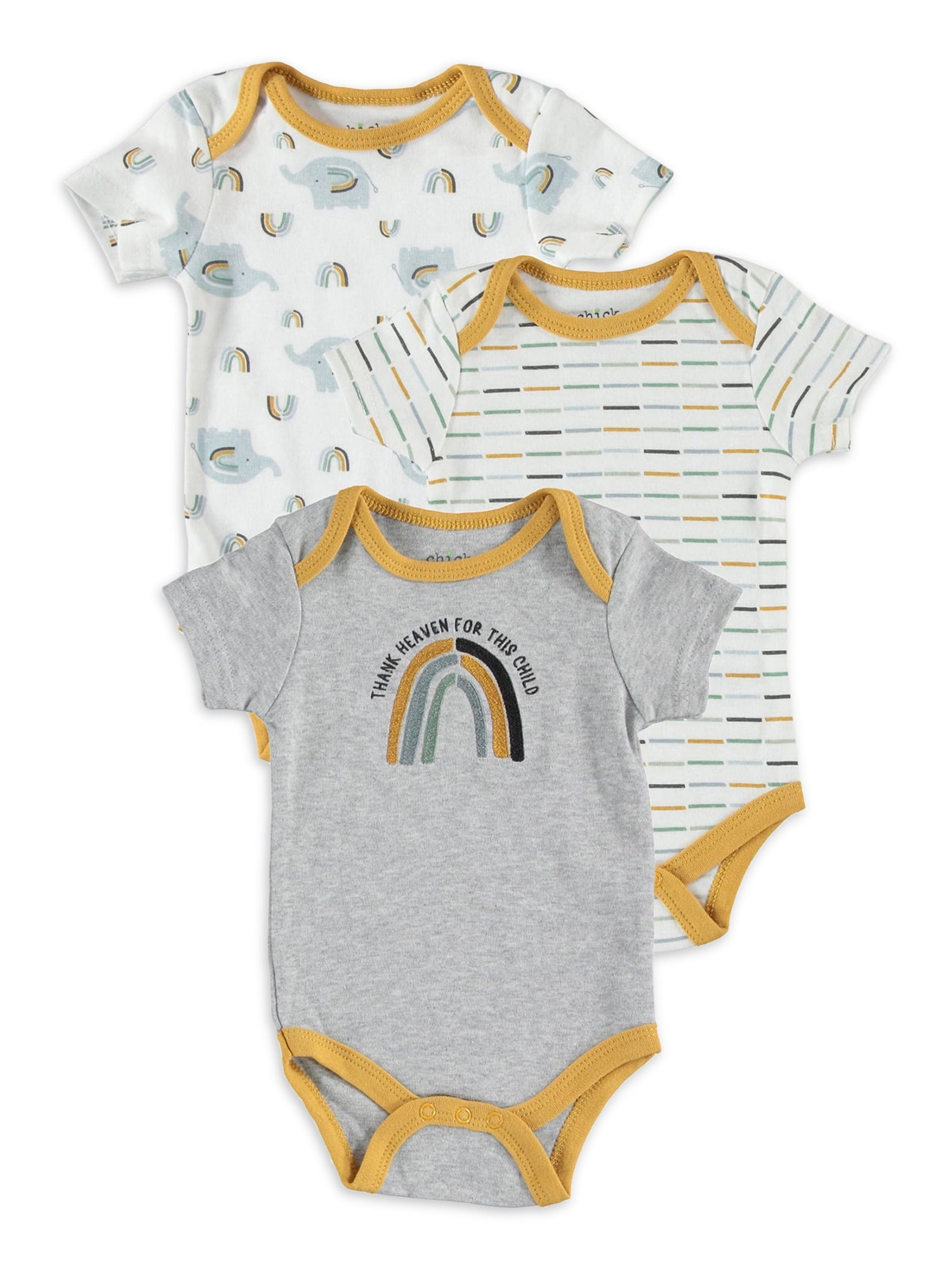 Chick Pea Baby Boy 3 PK Bodysuits, Sizes Newborn-9 Months
