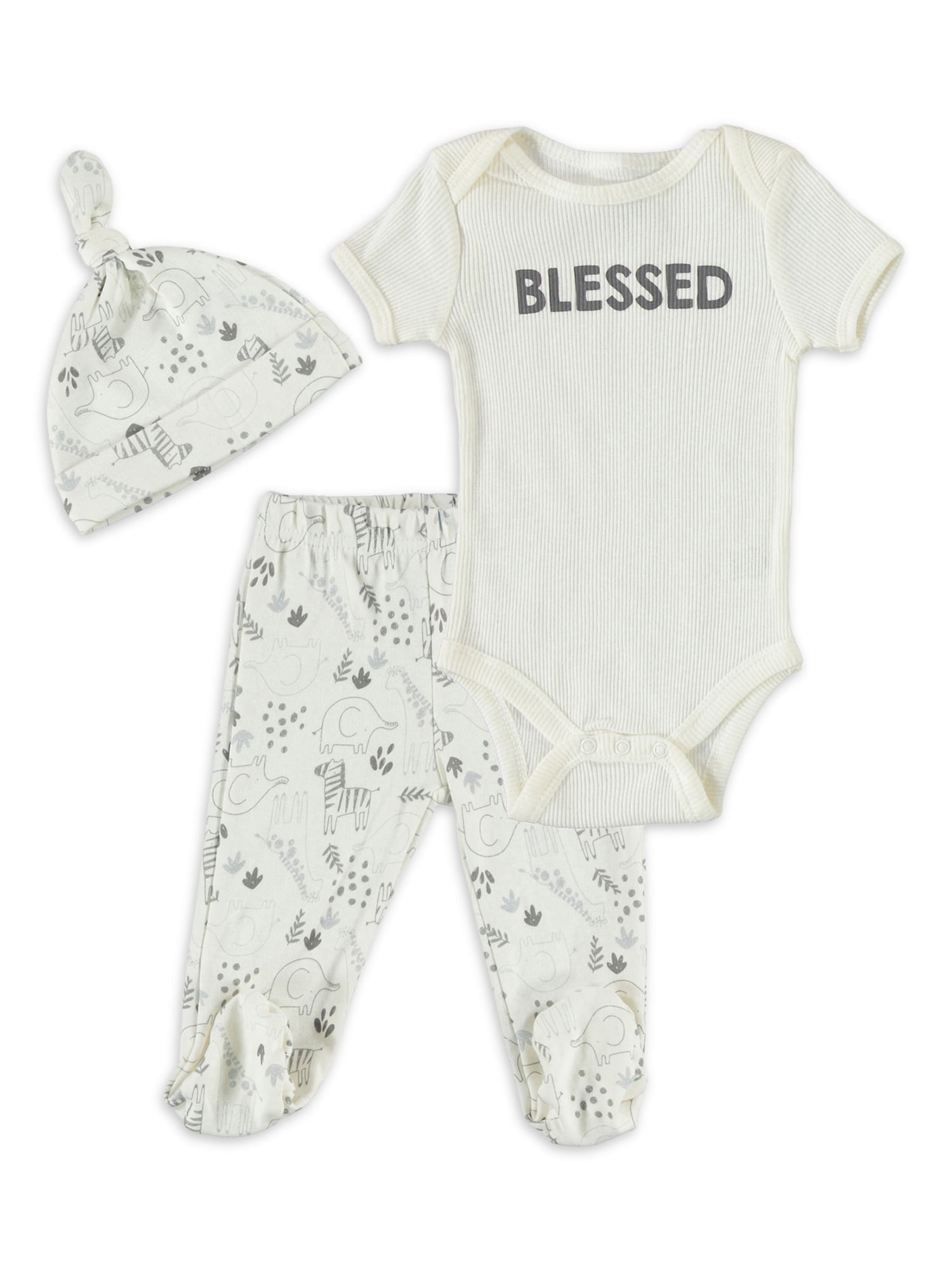 Chick Pea Baby Boy Baby Girl Gender Neutral Unisex 3 PC Footed Pant Set, Sizes Newborn-9 Months