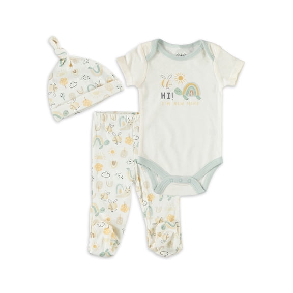 Chick Pea Baby Boy Baby Girl Gender Neutral Unisex 3 PC Footed Pant Set, Sizes Newborn-9 Months