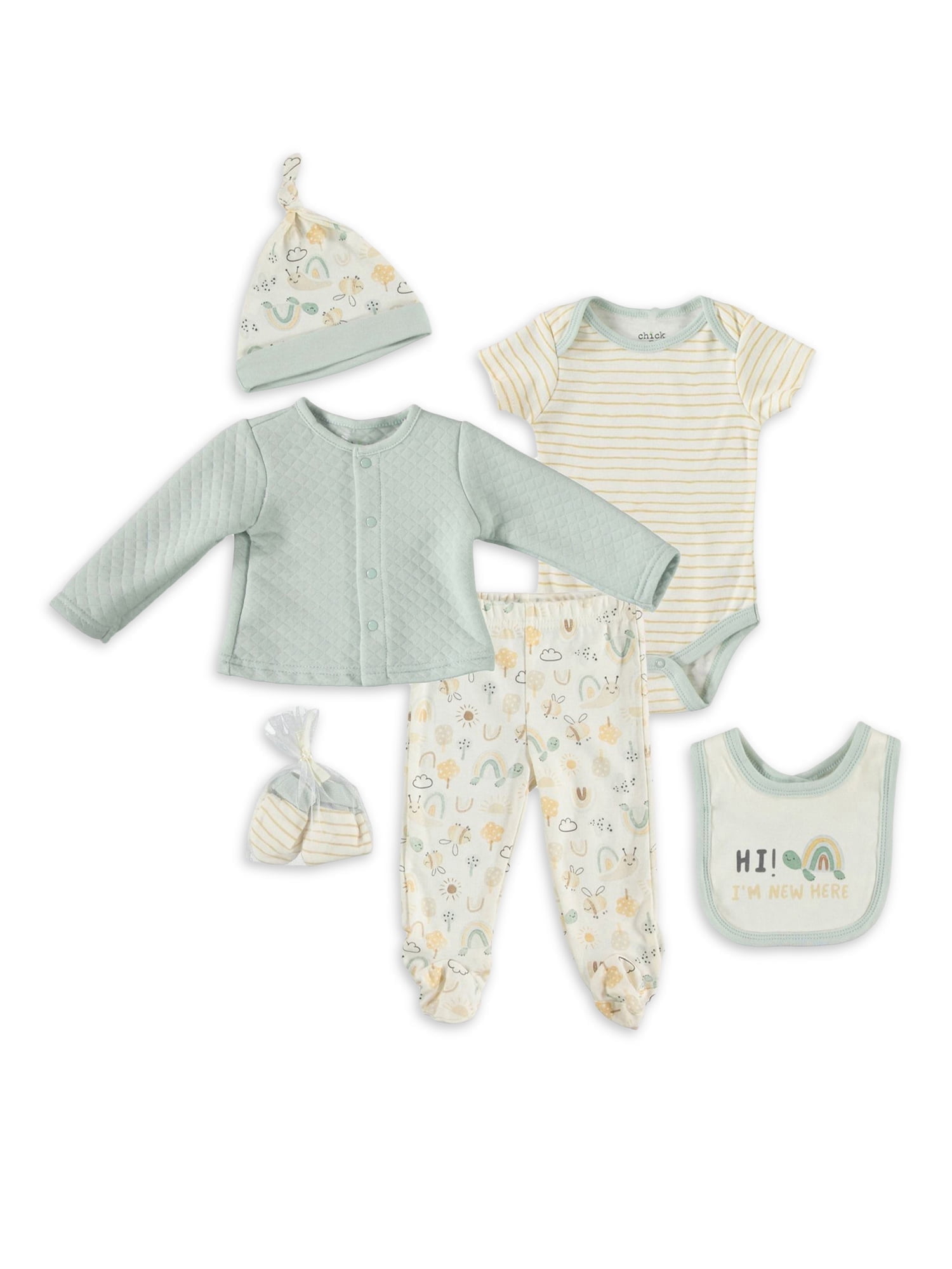 Chick Pea Baby Boy Baby Girl Gender Neutral Unisex 6 PC Quilted Cardigan Set, Sizes Newborn-9 Months