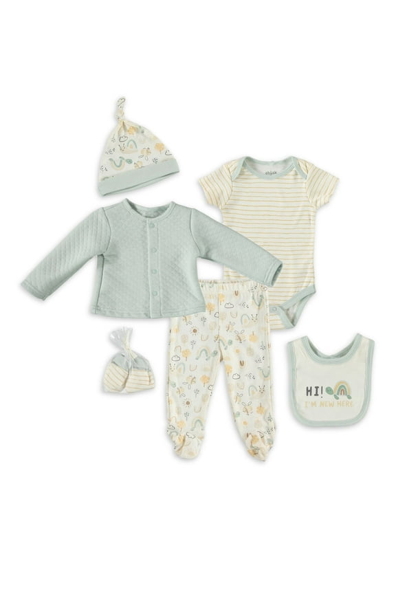 Boy Baby Girl Gender Neutral Unisex 6 PC Quilted Cardigan Set, Sizes Newborn-9 Months