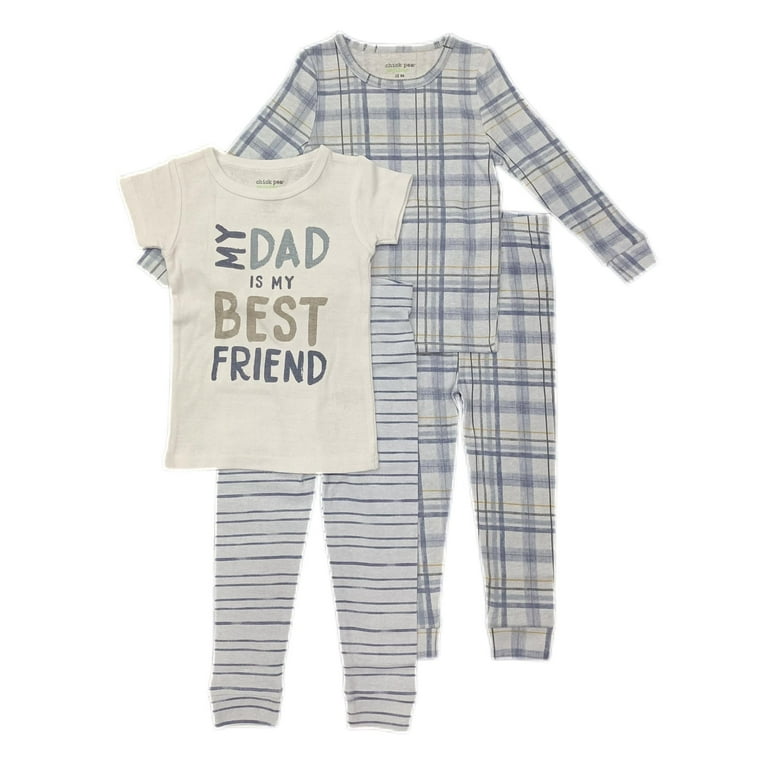 Chick Pea Baby Boy Toddler Boy 4 Pc Mixed Pajama Set 2 Tops 2 Long Bottoms Sizes 12 Months 4T