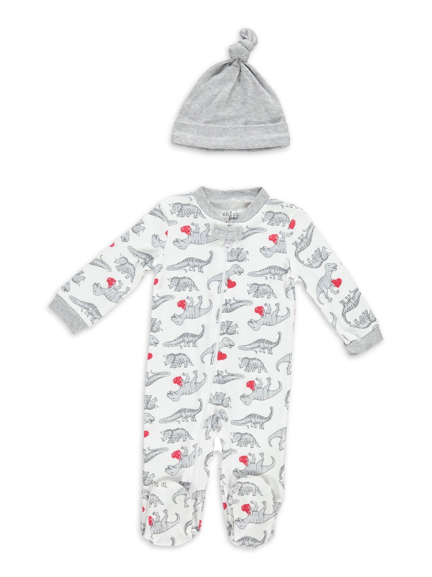 Chick Pea Baby Girl 2 PC Footed Coverall Set, Sizes Newborn-9 Months