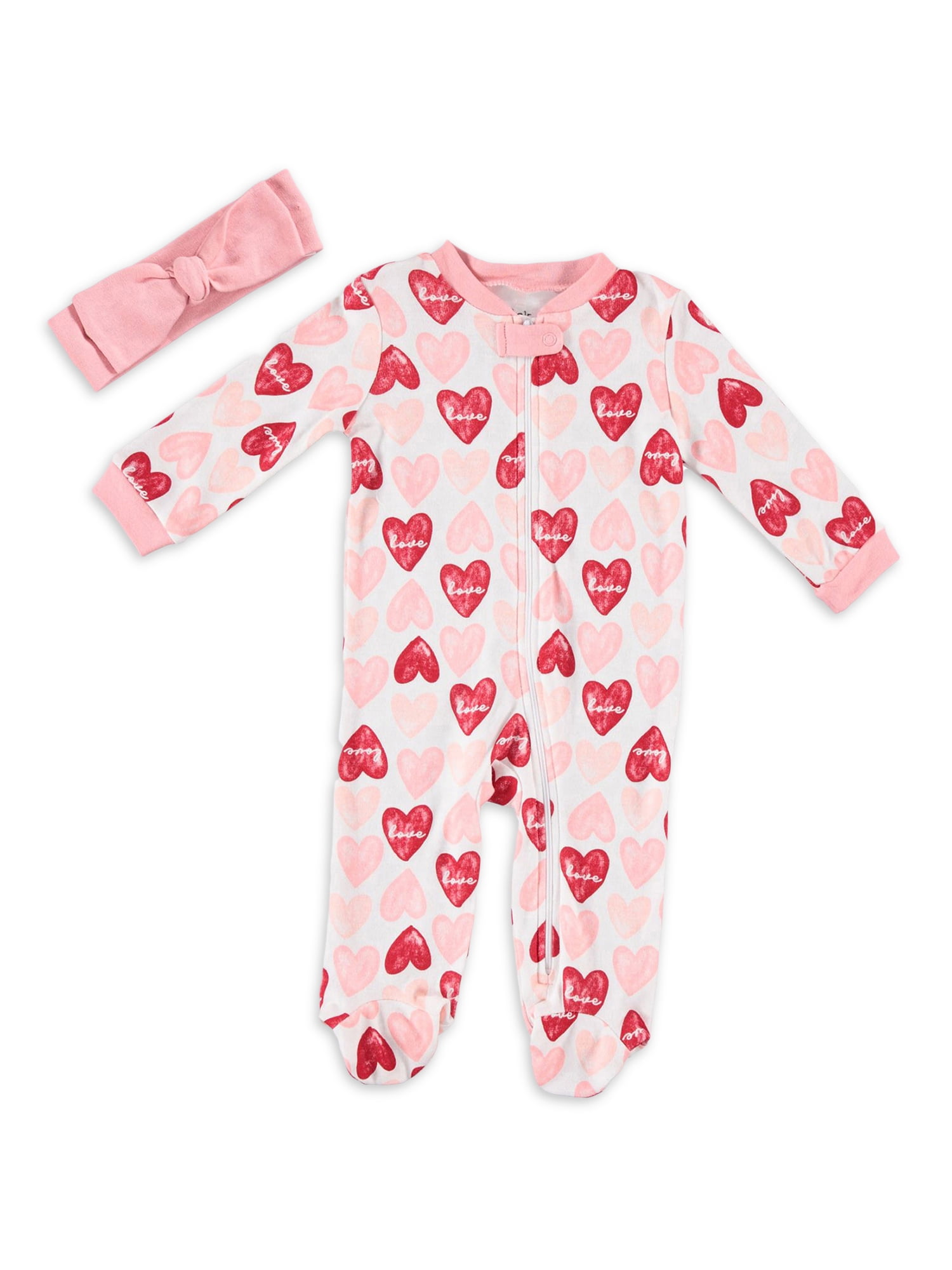 Chick Pea Baby Girl 2 PC Footed Coverall Set, Sizes Newborn-9 Months