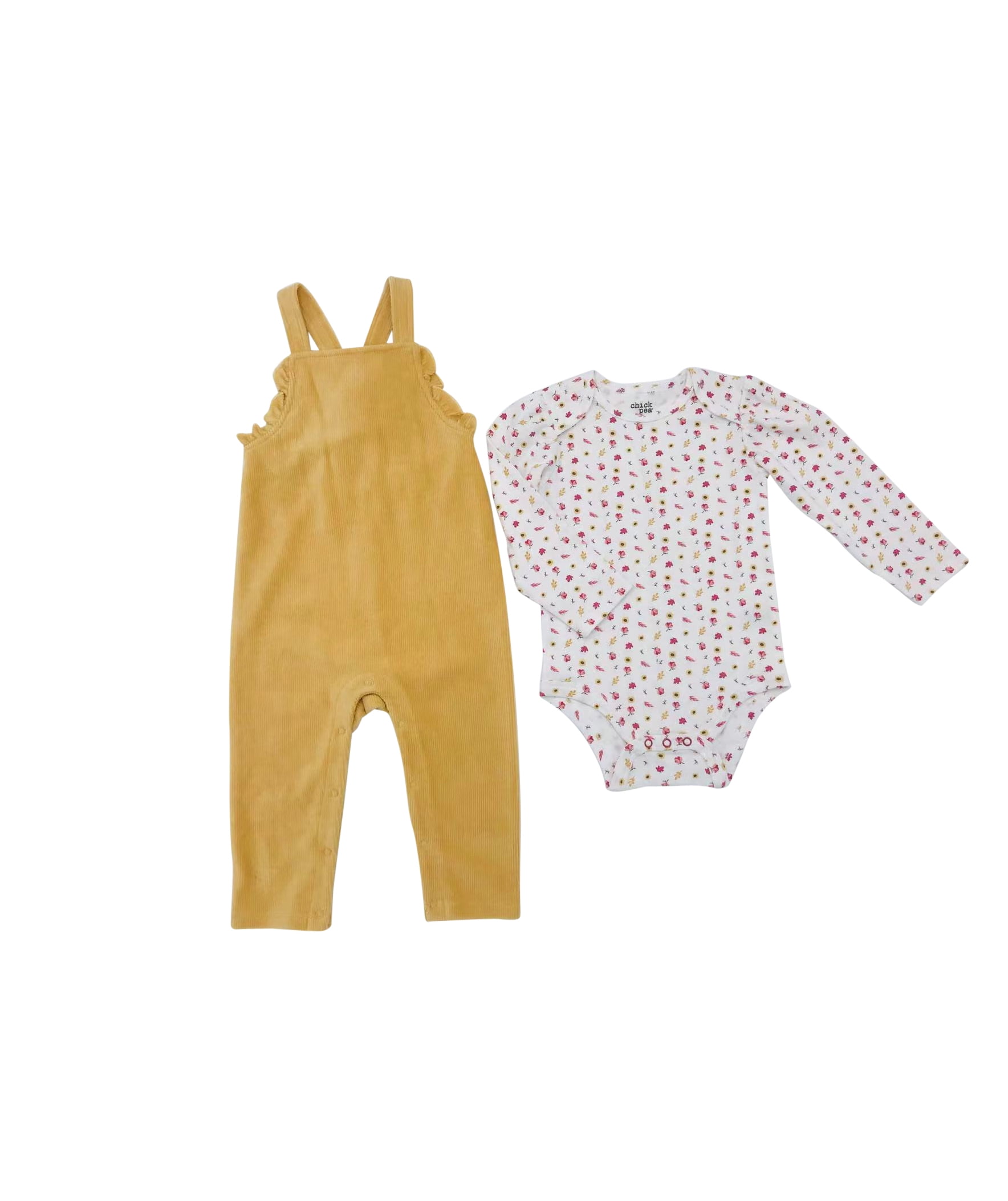 Chick Pea Baby Girl 2 Pc Overall Outift Set, Sizes 12 Months-24 Months