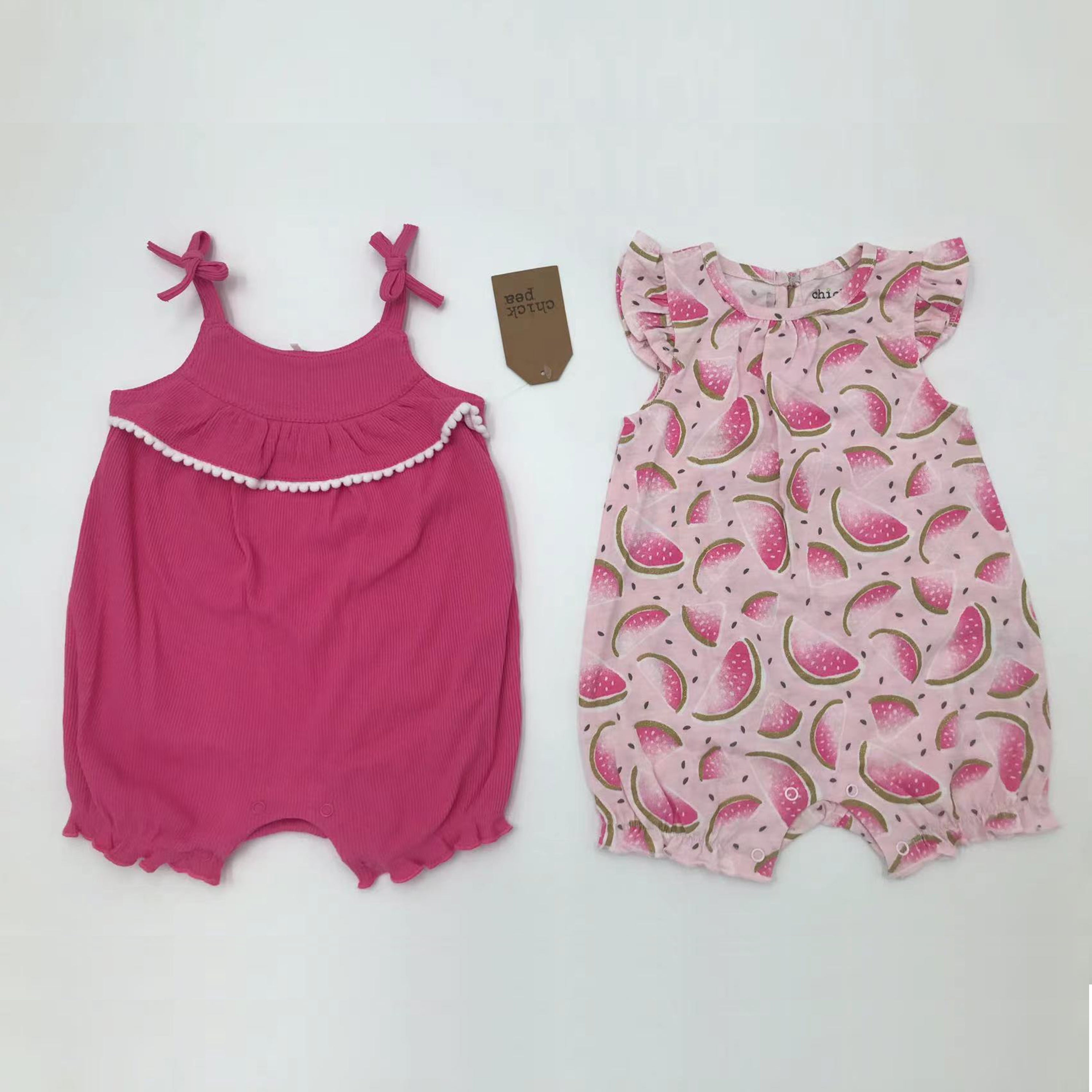 Chick Pea Baby Girl Clothes Gift Set Pink with Watermelon Pattern Summer Romper for Newborn Girls 6-9 Months