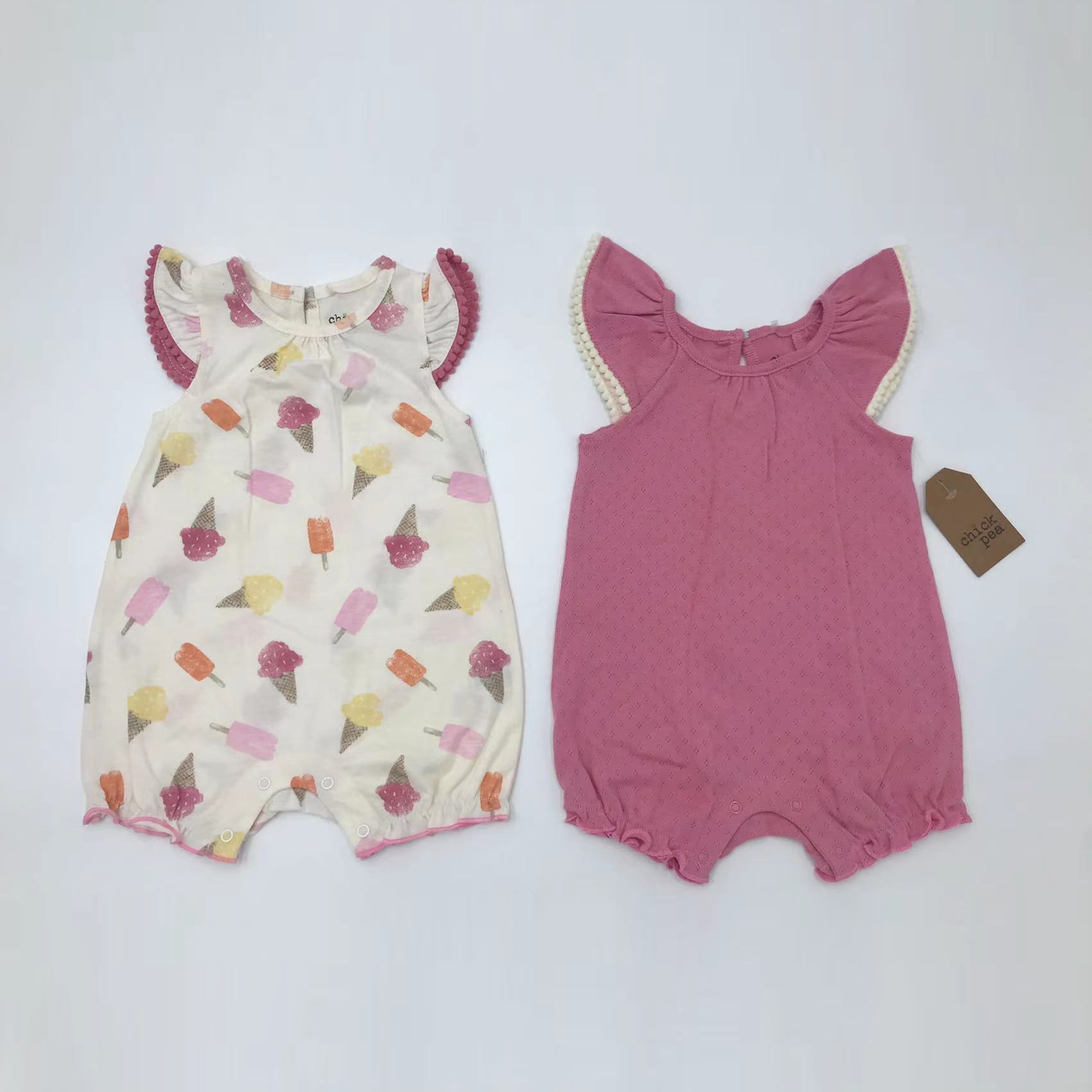 Chick Pea Baby Girl 2 Pk Rompers, Sizes Newborn-9 Months