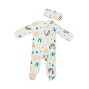 Girl 2PC Footed Coverall Set W/ Zipper Newborn-9 Months