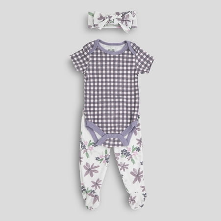 Chick Pea Baby Girl 3 PC Footed Pant Set, Sizes Newborn-9 Months