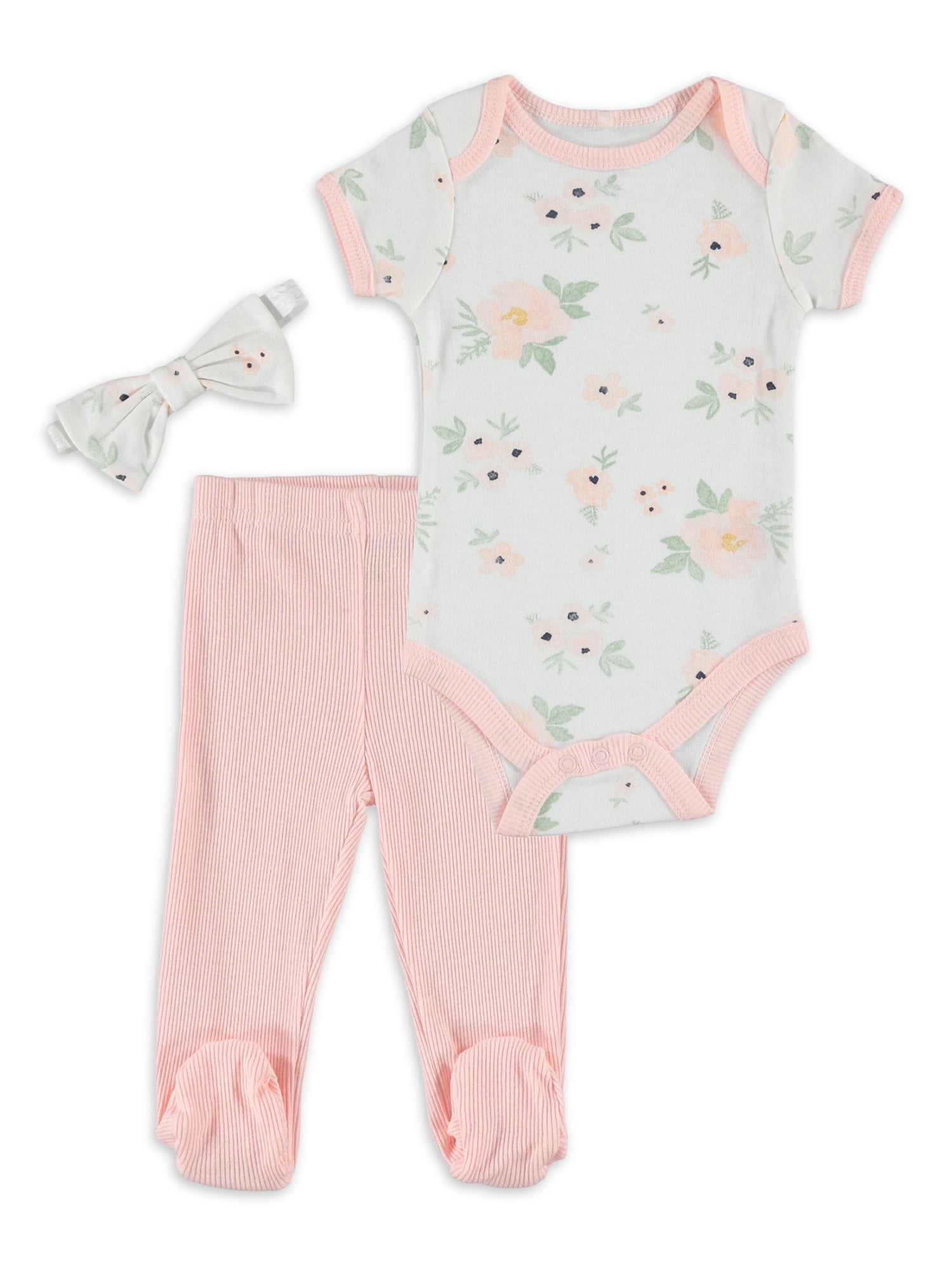 Chick Pea Baby Girl 3 PC Footed Pant Set, Sizes Newborn9 Months