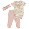 thumbnail image 1 of Chick Pea Baby Girl 3 PC Footed Pant Set, Sizes Newborn-9 Months, 1 of 2