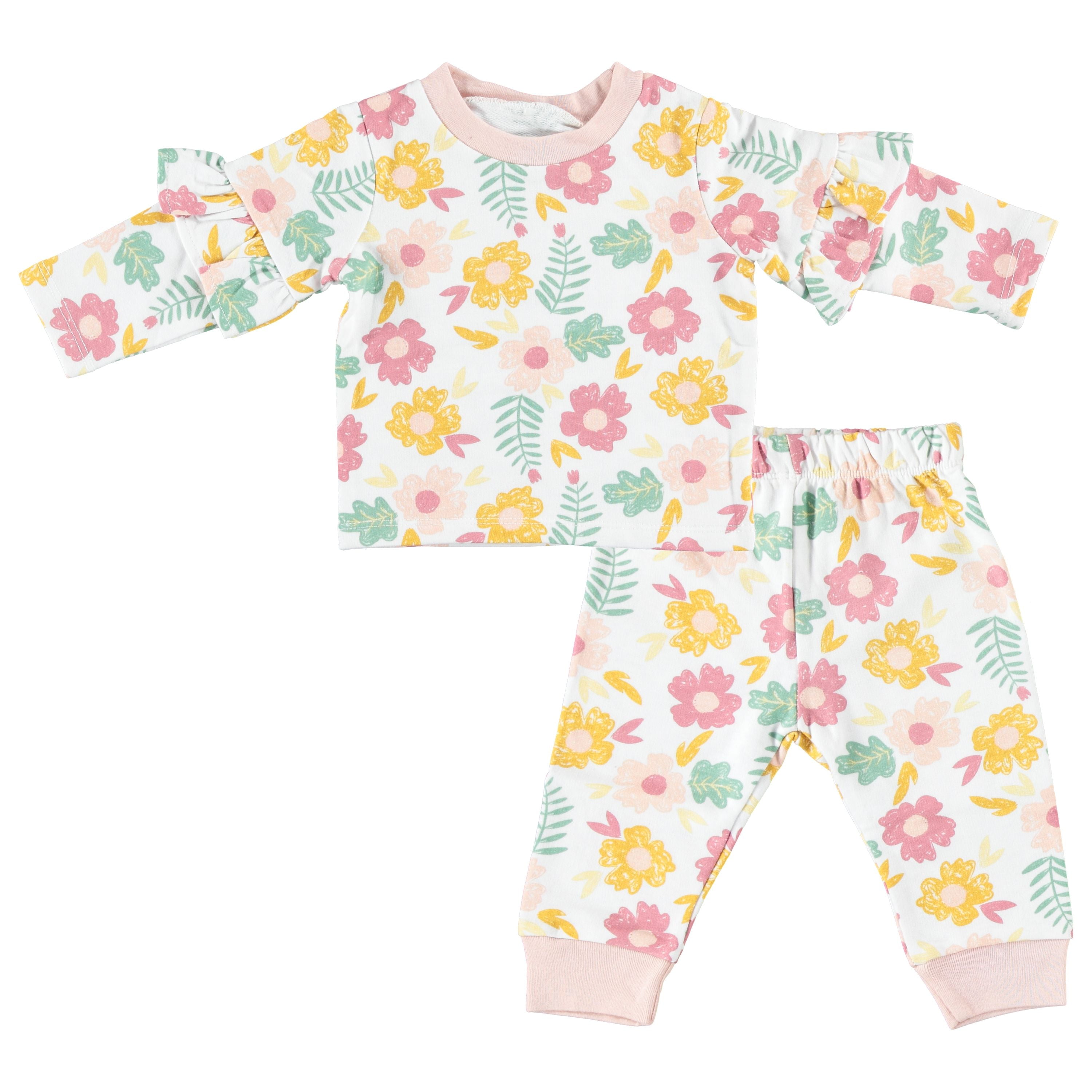Chick Pea Baby Girl 3 PC French Terry Jogger Set, Sizes Newborn24