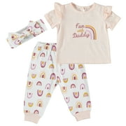 Chick Pea Baby Girl 3 PC French Terry Jogger Set, Sizes Newborn-24 Months