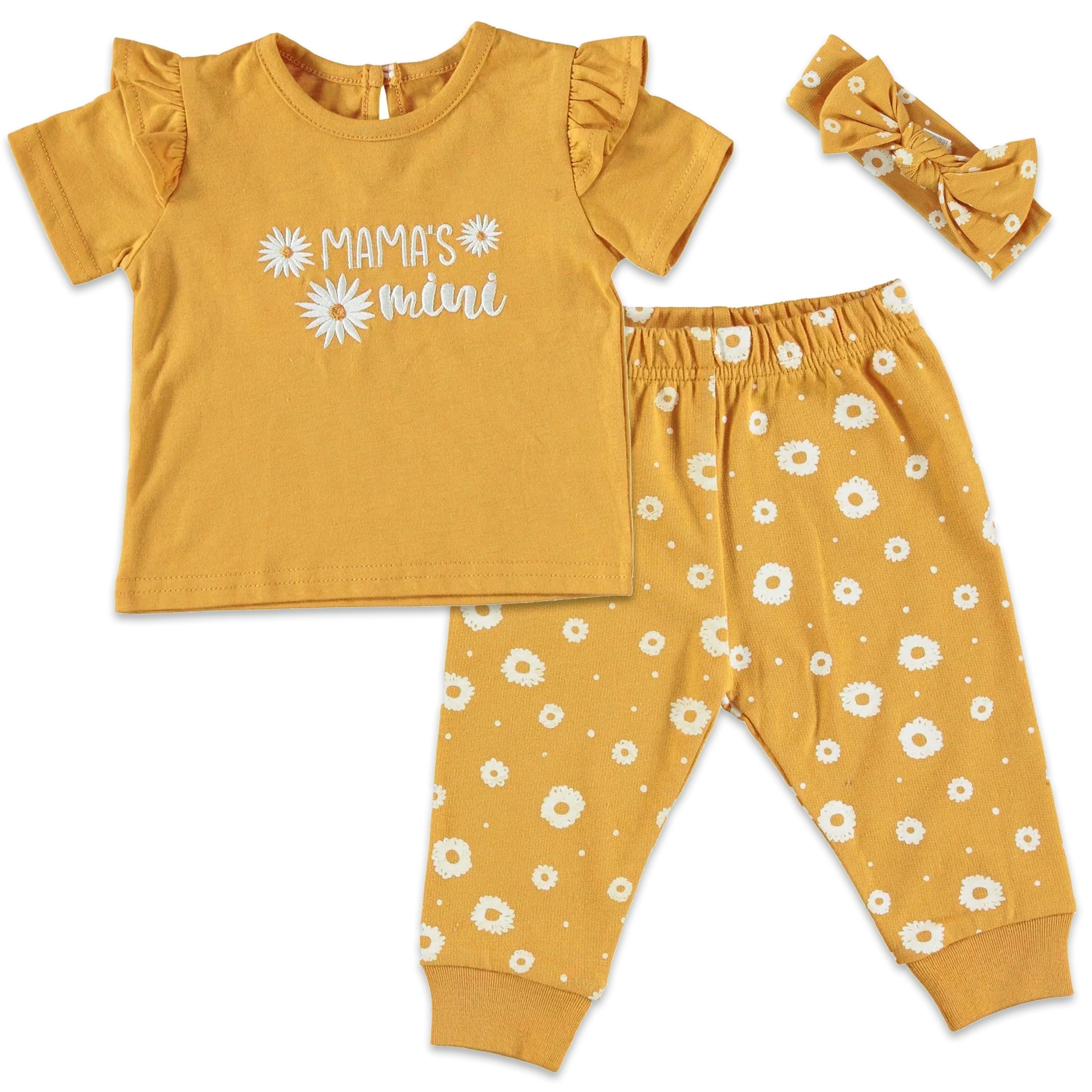 Chick Pea Baby Girl 3 PC French Terry Jogger Set, Sizes Newborn-24 Months