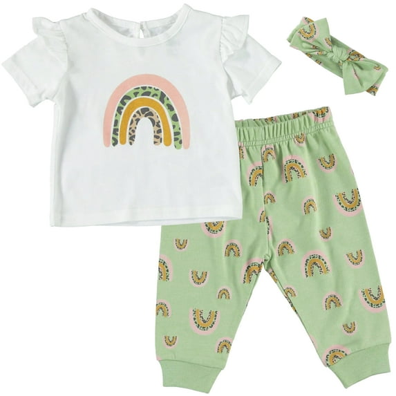 Chick Pea Baby Girl 3 PC French Terry Jogger Set, Sizes Newborn-24 Months