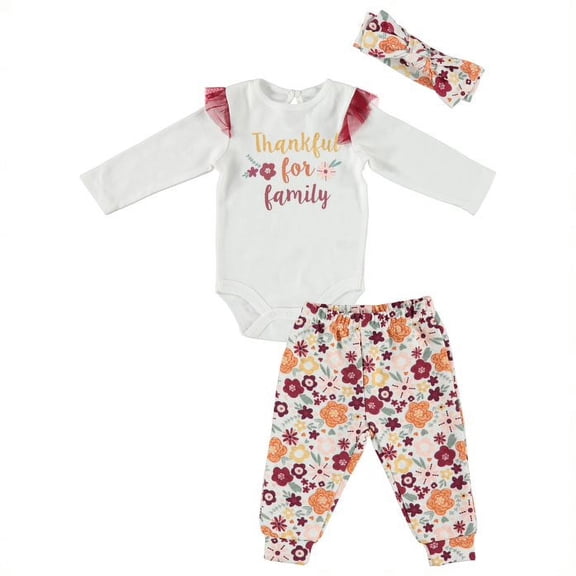 Chick Pea Baby Girl 3 PC Jogger Set (NB-9M)