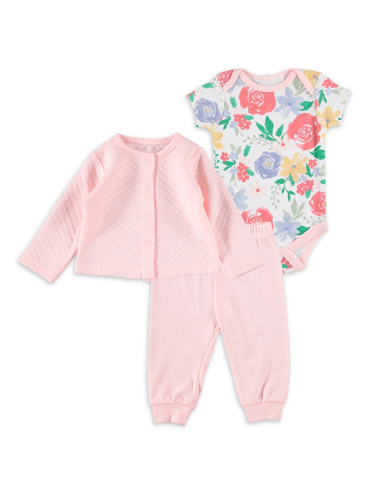 Chick Pea Baby Girl 3 PC Quilted Cardigan Set, Sizes Newborn-9 Months